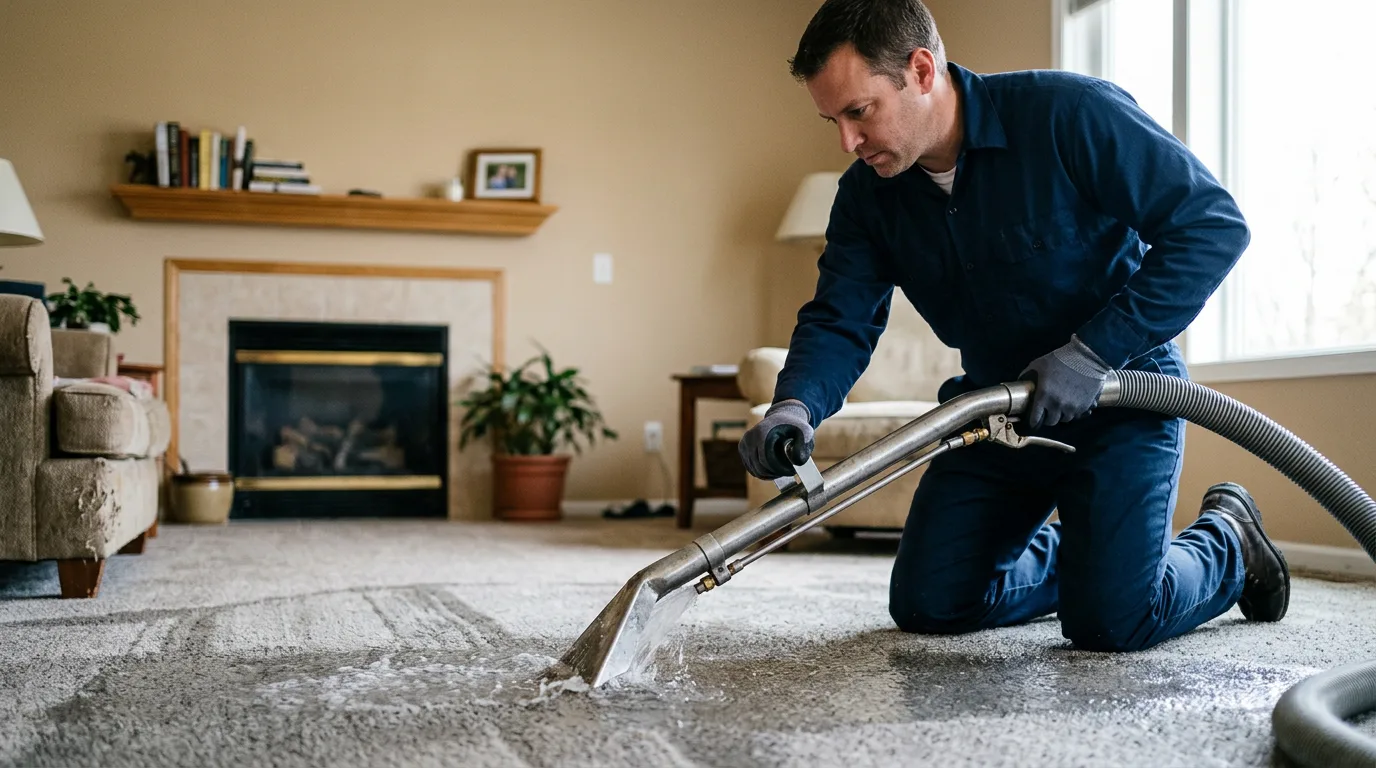 Water damage restoration technician working near Amasa, MI